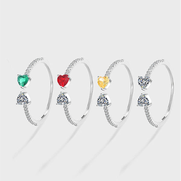 Double Heart Stacking Pave Ring