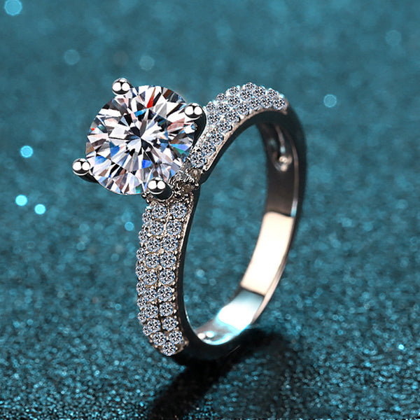 Moissanite Pave Setting Engagement Ring