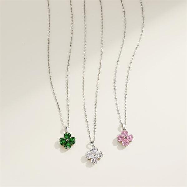 Heart Four Leaf Clover Pendant Necklace