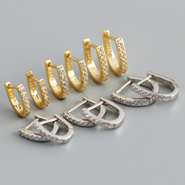 U-Shaped Pave Hoop Earrings