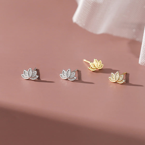 Dainty Lotus Flower Stud Earrings