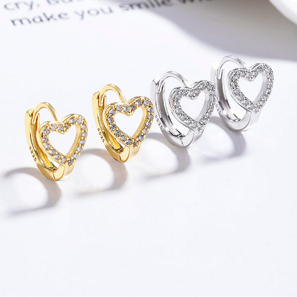 Dainty Heart Huggie Hoop Earrings