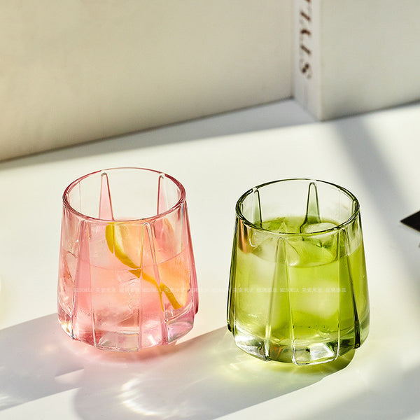 Color Striped Hexagonal Drinking Glass