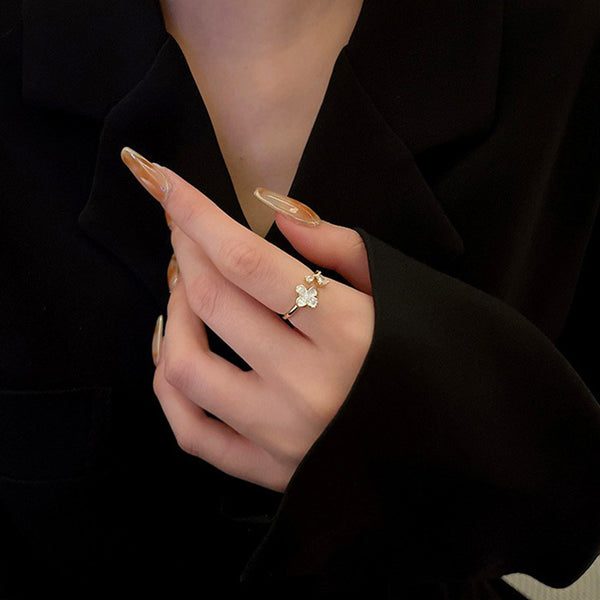 Dainty Four-Petal Flower Ring