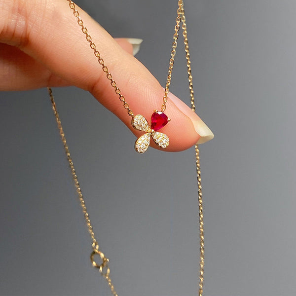 Ruby Four Leaf Clover Necklace