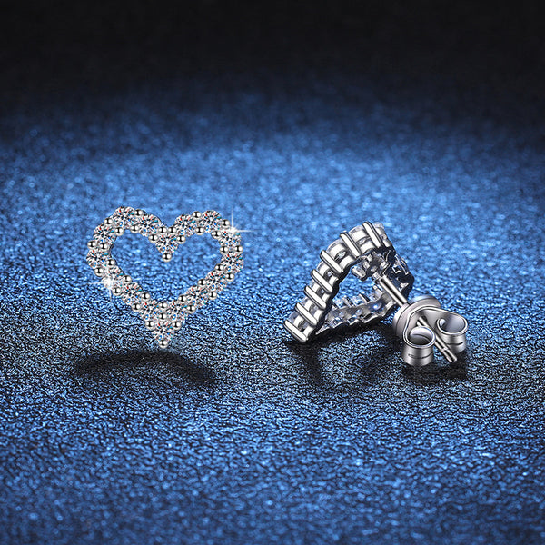 Moissanite Heart Wedding Stud Earrings