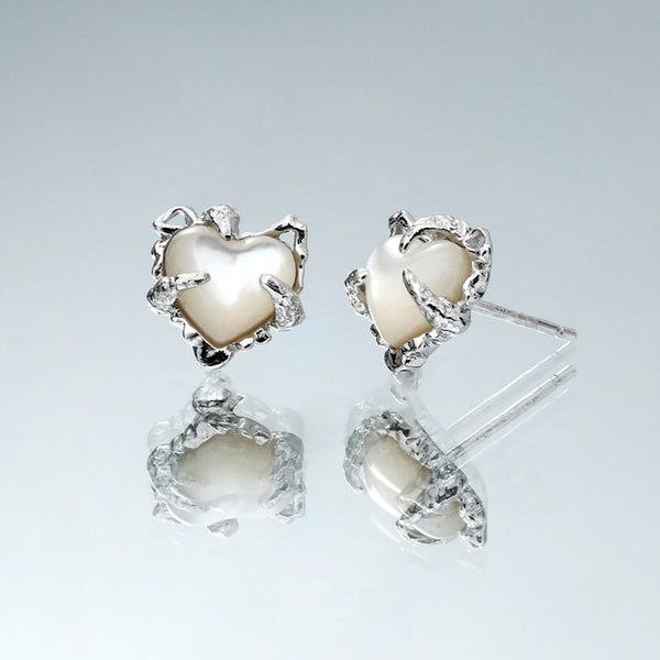 Mother of Shell Heart Stud Earrings