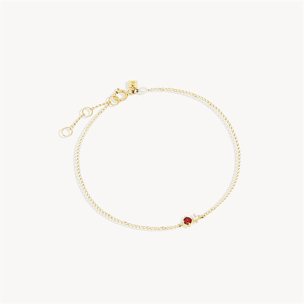 Dainty Gold Birthstone Charm Bracelet