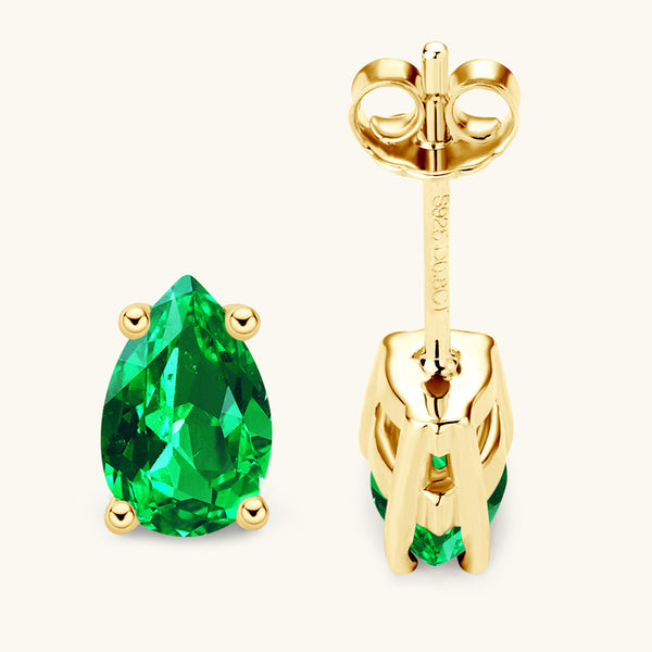 Teardrop Emerald Stud Earrings