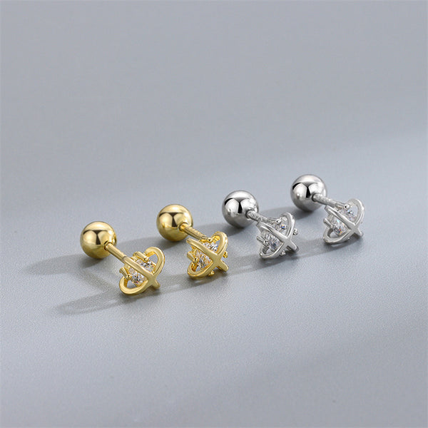 Planet Saturn Space Stud Earrings