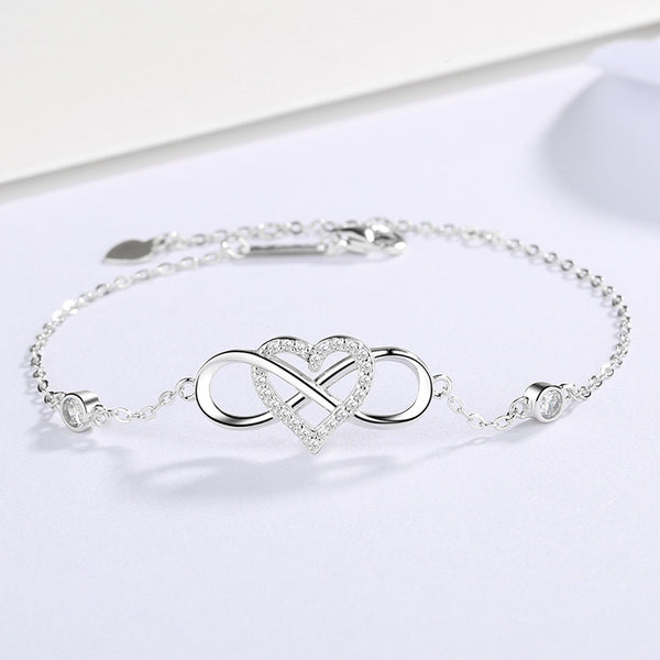 Infinity Mobius Heart Charm Bracelet