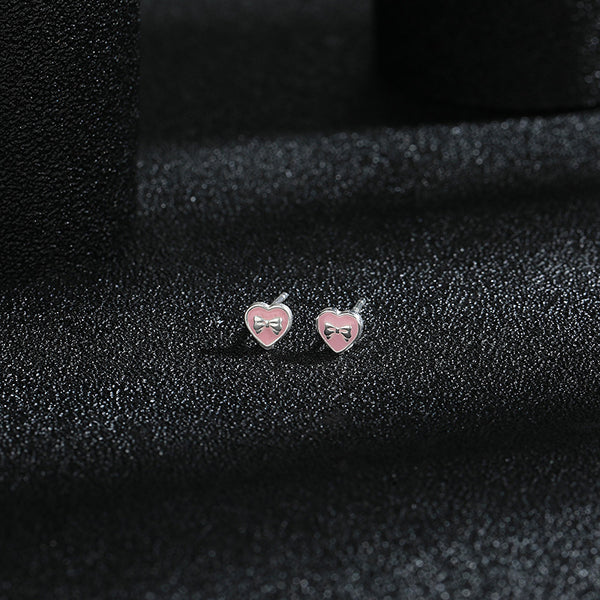 Mini Pink Heart Stud Earrings