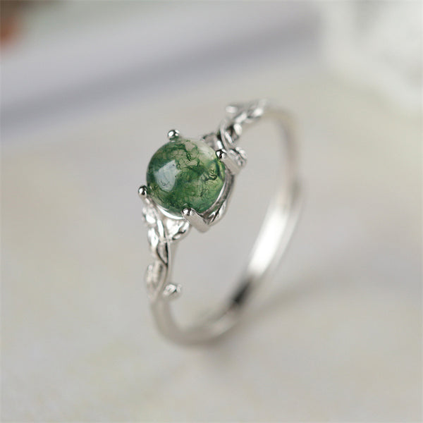 Green Moss Agate Ring