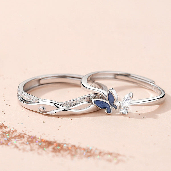 Butterfly Ocean Matching Couple Ring