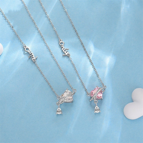 Dainty Heart Planet Charm Necklace