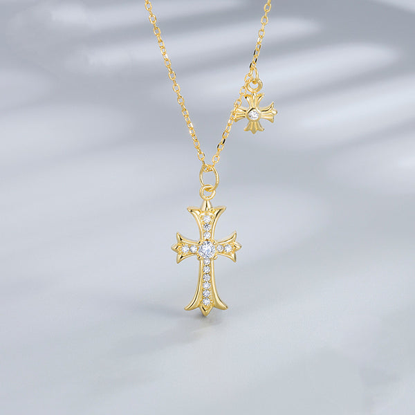 Iris Flower Cross Necklace