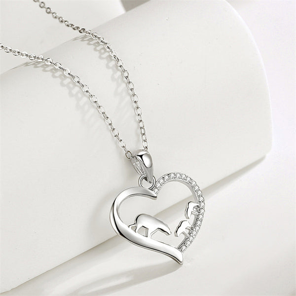 Cute Bear Heart Pendant Necklace