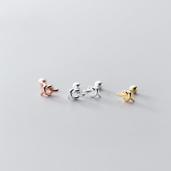 Tiny Heart Knot Ball End Stud Earrings