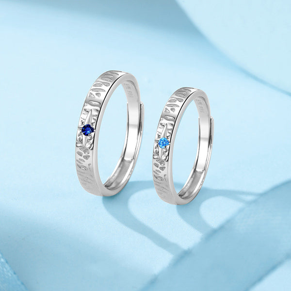 Blue Star Matching Couple Band Ring