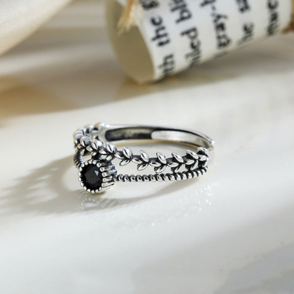 Vintage Silver Leaf Stacking Ring