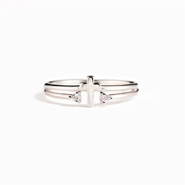 Cross Double Row Stacking Ring