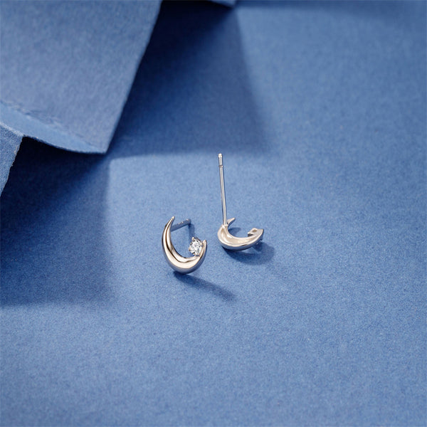 Crescent Moon Stud Earrings