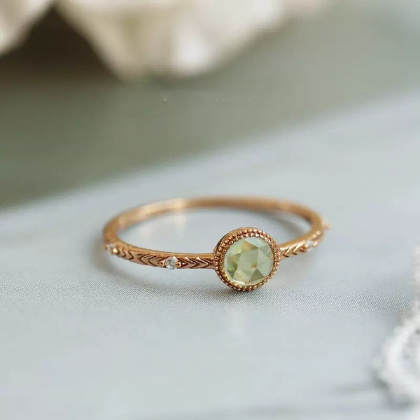 Solitaire Green Gem Stacking Ring