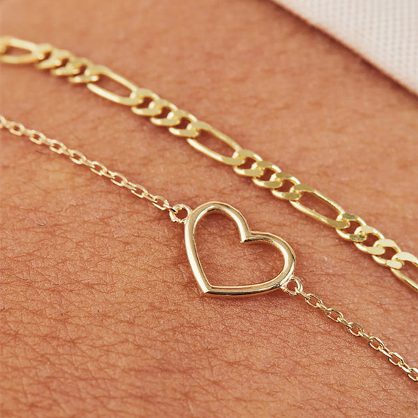 Dainty Heart Charm Stacking Bracelet