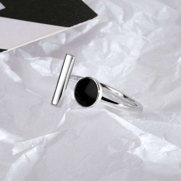 Black Enamel Open Ring