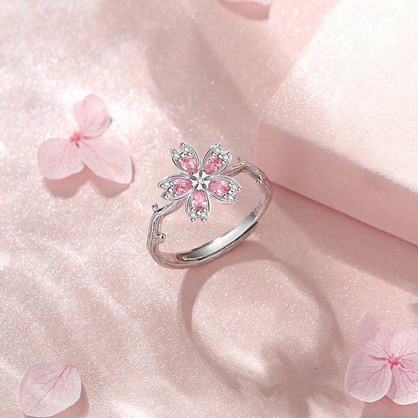 Dainty Pink Cherry Blossom Ring