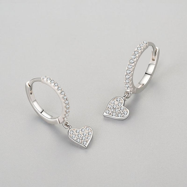 Heart Drop Wedding Hoop Earrings