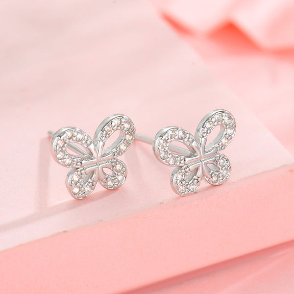 Silver Butterfly Stud Earrings