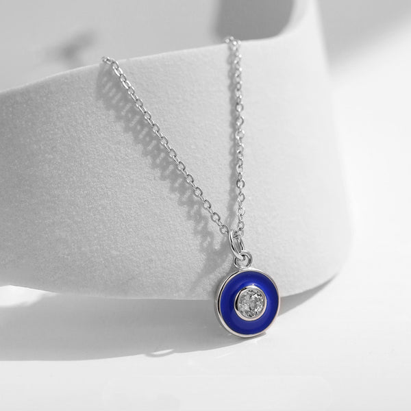 Blue Evil Eye Heart Necklace