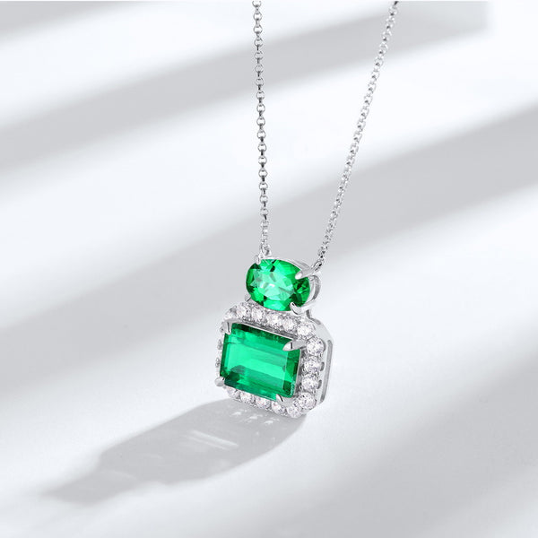 Lab Grown Emerald Pendant Necklace