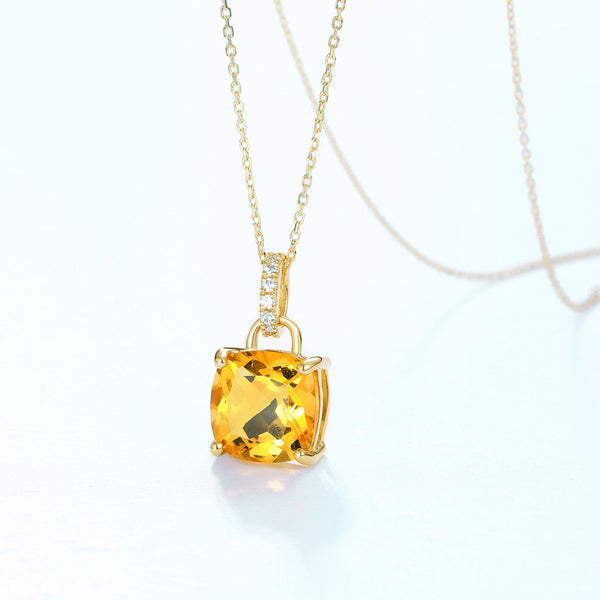 Solid 14k Gold Solitaire Topaz Necklace