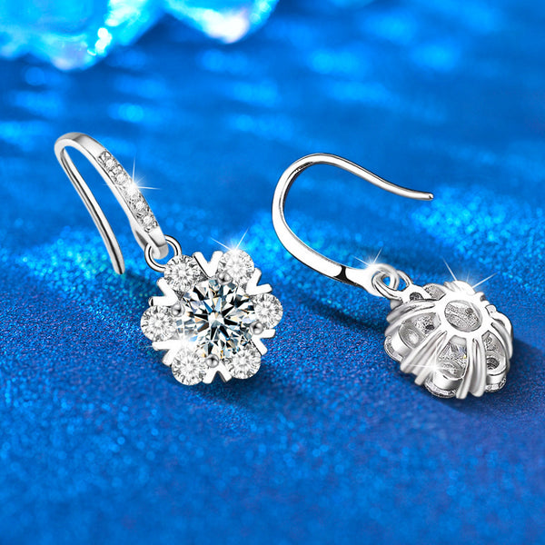 Moissanite Snowflake Hook Earrings