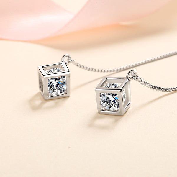 Moissanite Magic Cube Threader Earrings