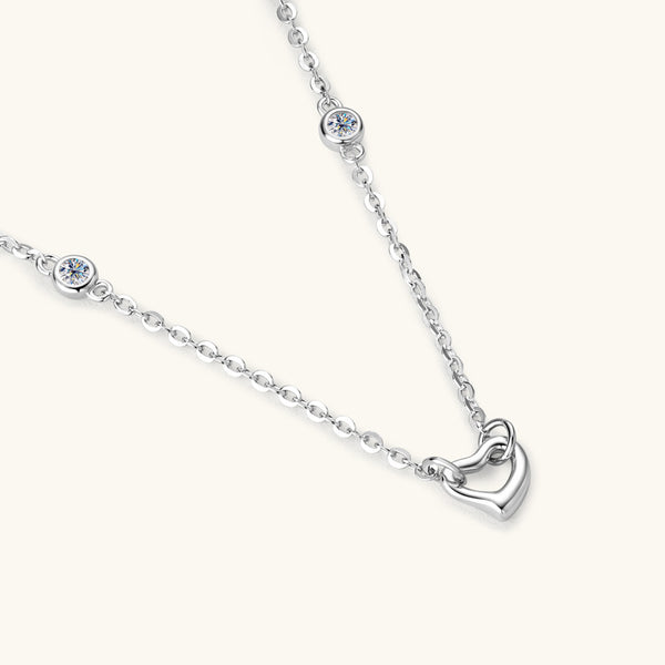 Moissanite Heart Charm Wedding Necklace