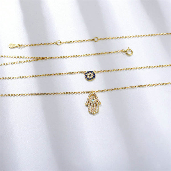 Evil Eye Hand Double Layering Necklace