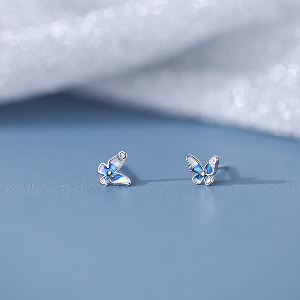 Blue Butterfly Stud Earrings