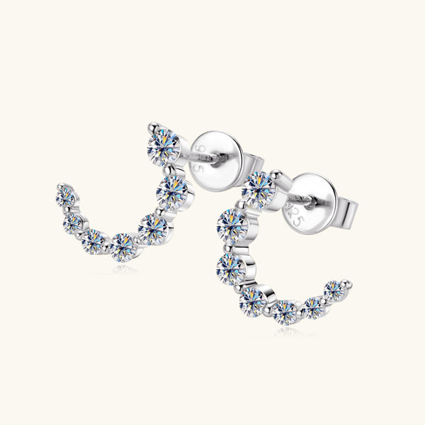 Moissanite C Hoop Wedding Earrings