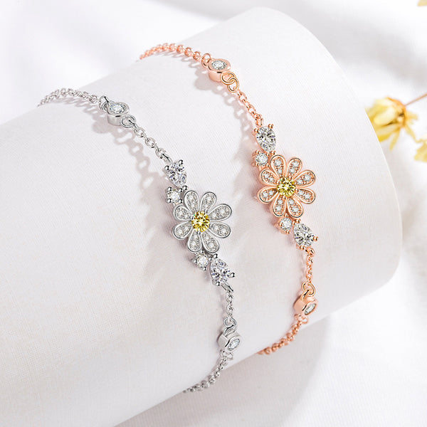 Daisy Flower Wedding Charm Bracelet