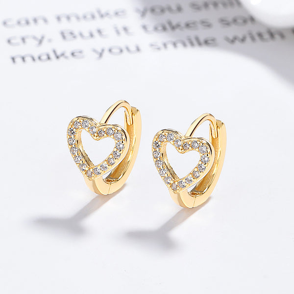 Dainty Heart Huggie Hoop Earrings