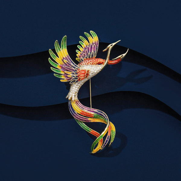 Color Enamel Phoenix Wedding Brooch