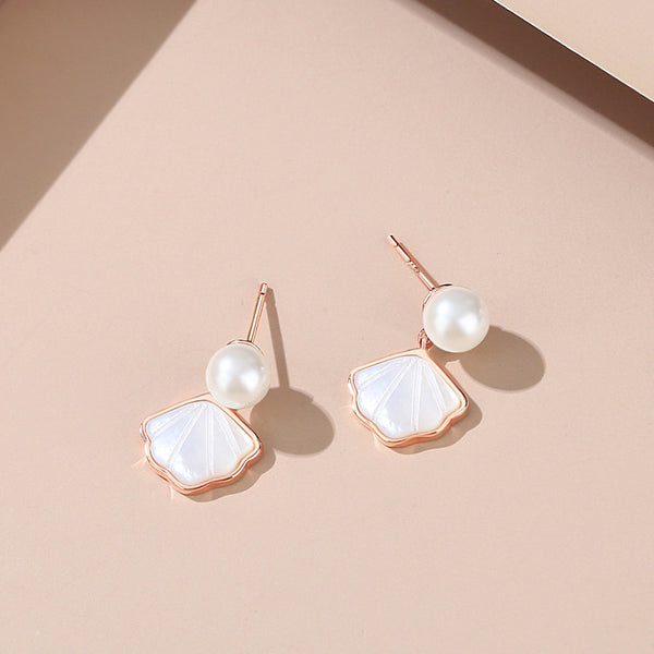 Pearl Seashell Stud Earrings