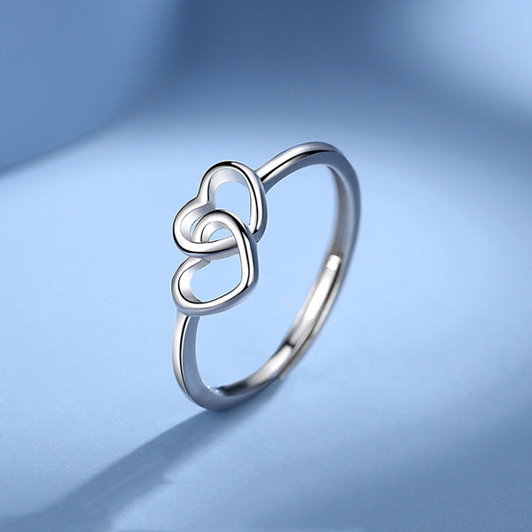 Interlocking Double Heart Ring