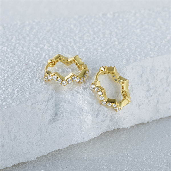 Wave Pave Huggie Hoop Earrings