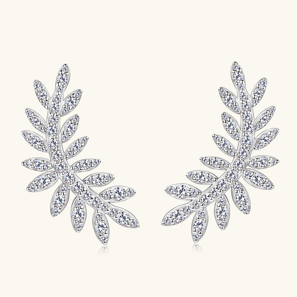 Moissanite Leaf Wedding Stud Earrings