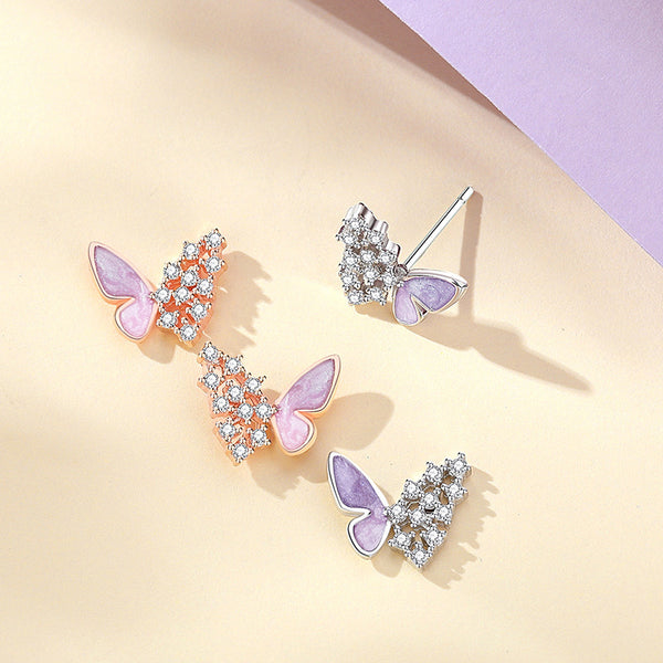 Purple Butterfly Stud Earrings