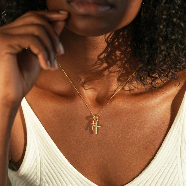 Double Cross Pendant Necklace